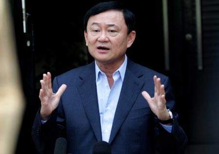 Cựu thủ tướng Thaksin Shinawatra tại Dubai. Ảnh: AFP.