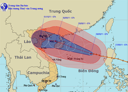 Dự báo đường đi và khu vực ảnh hưởng của bão