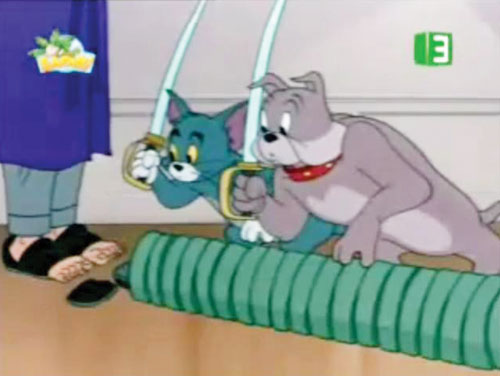 Một cảnh trong phim hoạt hình Tom and Jerry