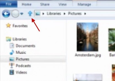 Nút bấm “Up” mới được xuất hiện trên cửa sổ Explorer