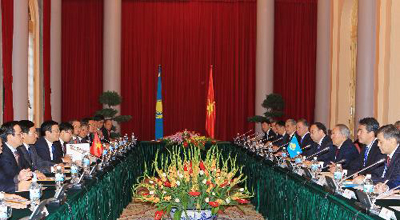 Chủ tịch nước Trương Tấn Sang hội đàm với Tổng thống CH Kazakhstan Nursultan Nazarbayev