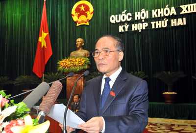 Chủ tịch Quốc hội Nguyễn Sinh Hùng phát biểu khai mạc Kỳ họp