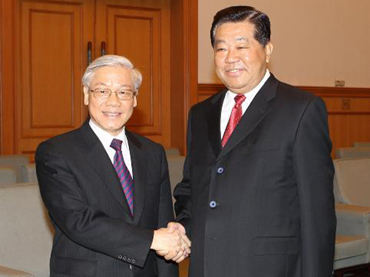 Tổng Bí thư Nguyễn Phú Trọng và Chủ tịch Chính hiệp toàn quốc Trung Quốc Giả Khánh Lâm